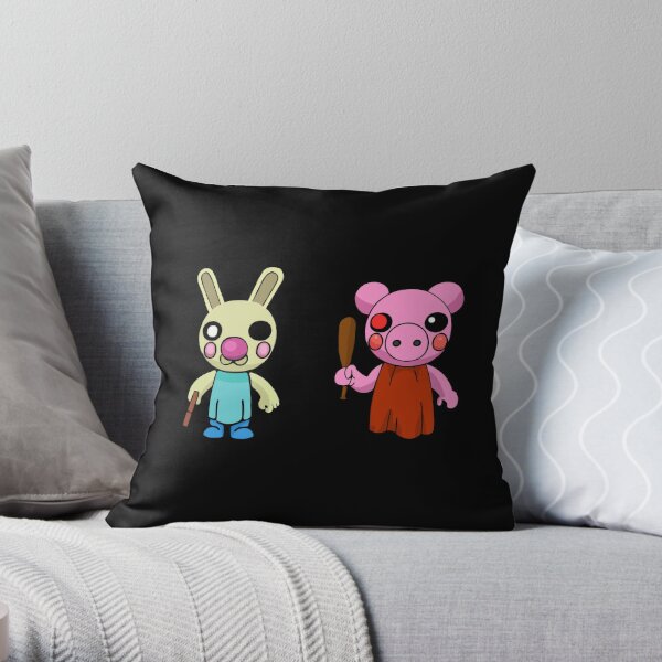 Bunny Game Character Badge Throw Pillow By Theresthisthing Redbubble - black bunny purse 3 0 roblox