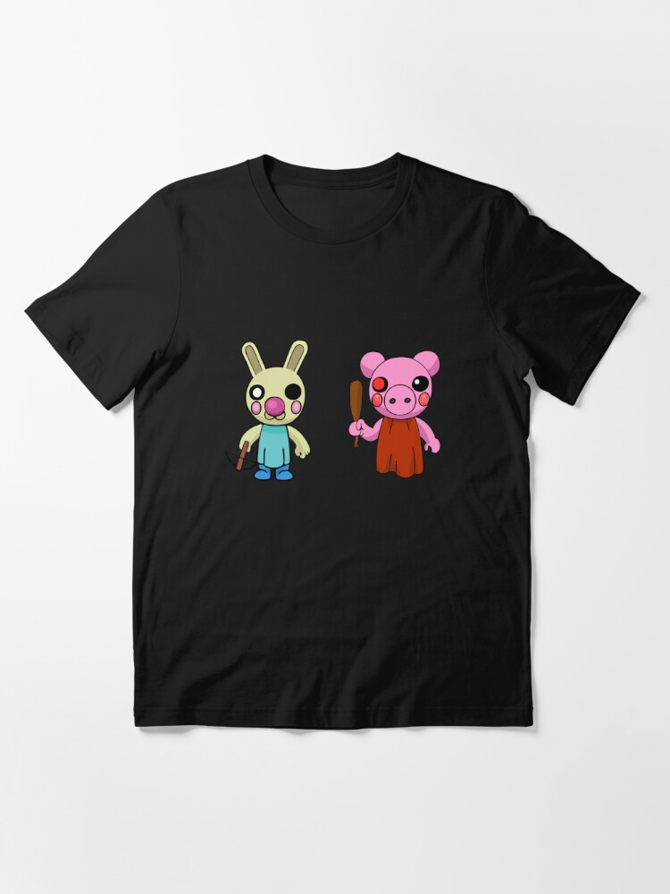 Roblox Piggy Bunny Fully Loaded Seamless Pattern Black T Shirt By Stinkpad Redbubble - black button eyes roblox