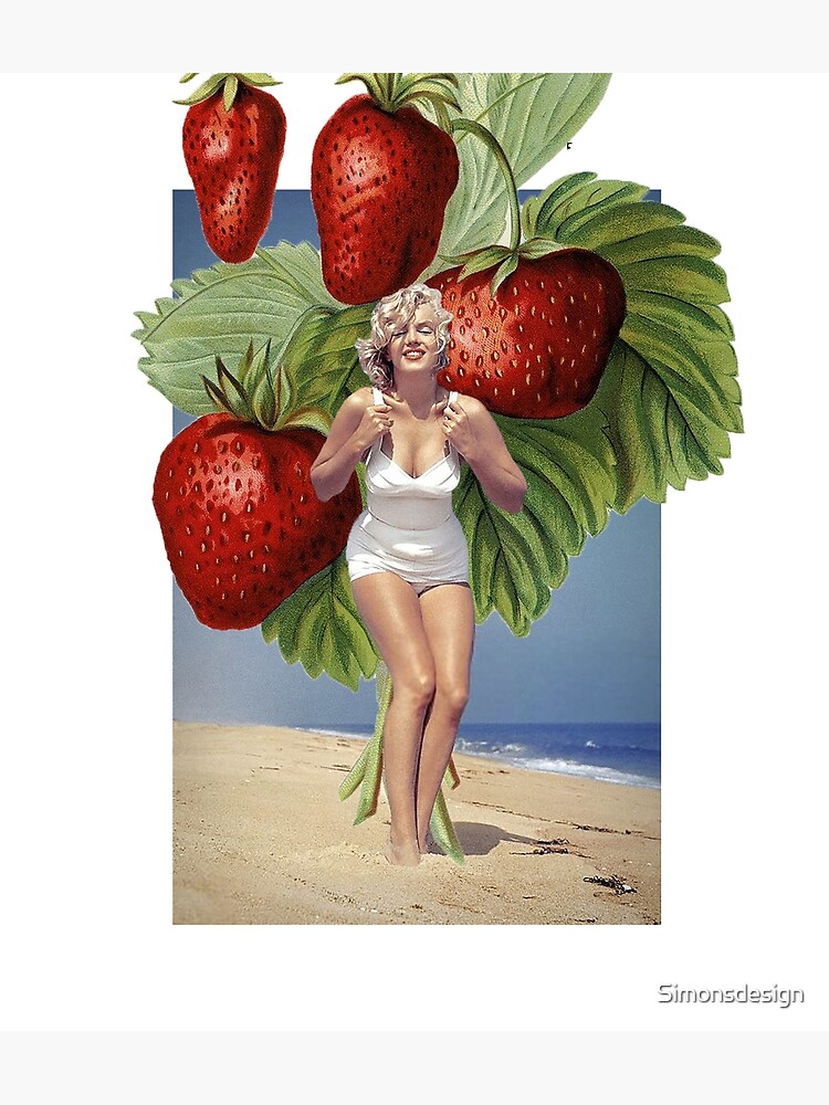 Disover Marilyn Monroe and Strawberries, Vintage Collage Poster Premium Matte Vertical Poster