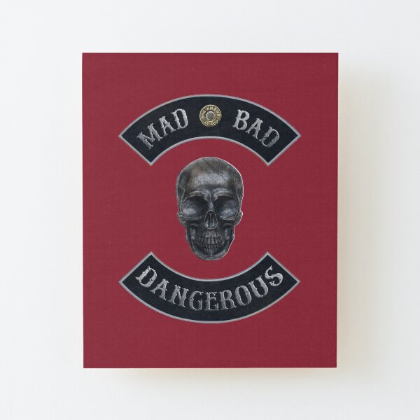 Mad Bad Dangerous in Rockers with M1911 Colt 45 Muzzle with Independence Red Background Wood Mounted Print