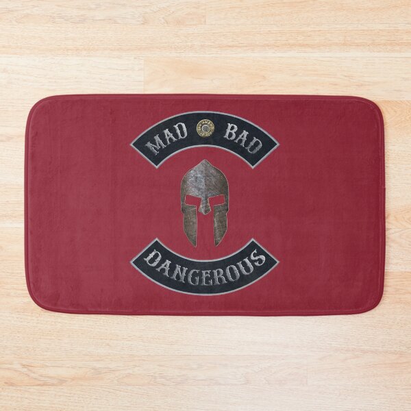 Item preview, Mad Bad Dangerous in Rockers with Spartan Helmet with Independence Red Background designed and sold by MadBadDangerous.
