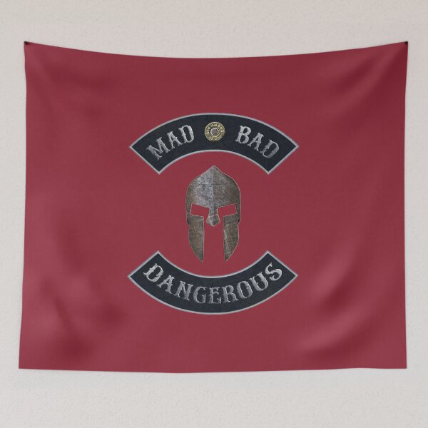 Item preview, Mad Bad Dangerous in Rockers with Spartan Helmet with Independence Red Background designed and sold by MadBadDangerous.