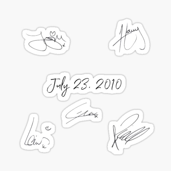 One Direction Signature And Date Pack Sticker For Sale By Abbykingsley Redbubble