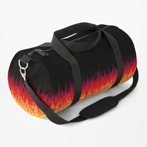Red Hot Rod Flames on Edge - Black Background Duffle Bag