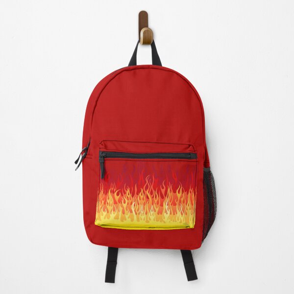 Red Hot Rod Flames on Edge - Red Background Backpack
