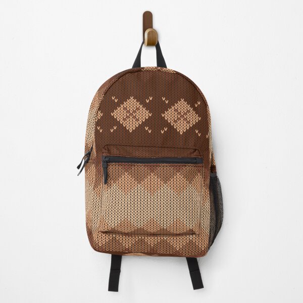 Natural Brown Tan Diamond Knit Style Design for Apparel and Accessories Backpack