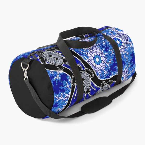 Authentic Aboriginal Art - Baby Sea Turtles Duffle Bag