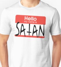 Camiseta unisex Hola, mi nombre es Satanás