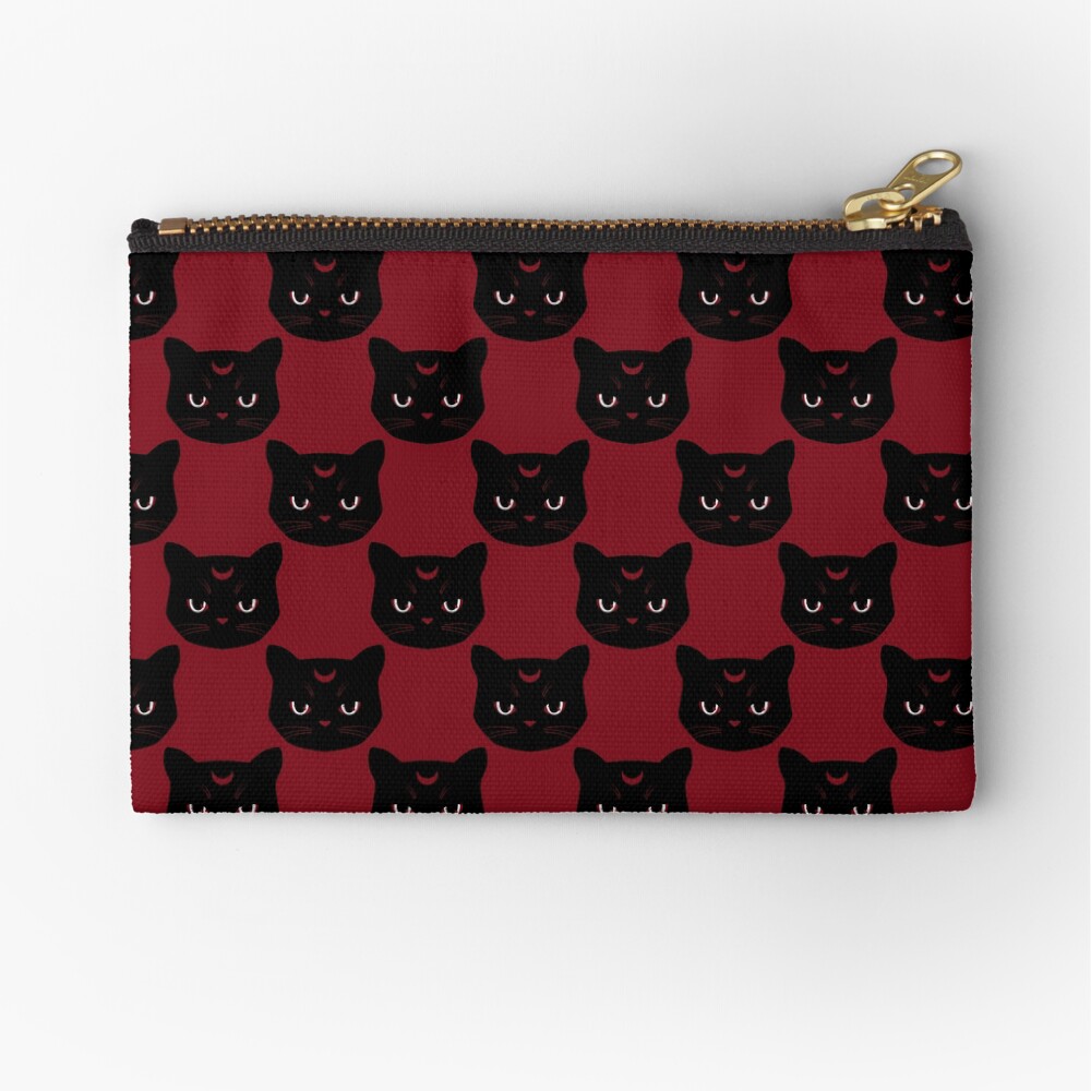 witchy cat (black on red) Zipper Pouch