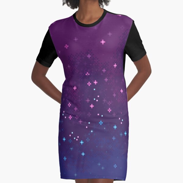 Bi Pride Flag Galaxy (8bit) Graphic T-Shirt Dress