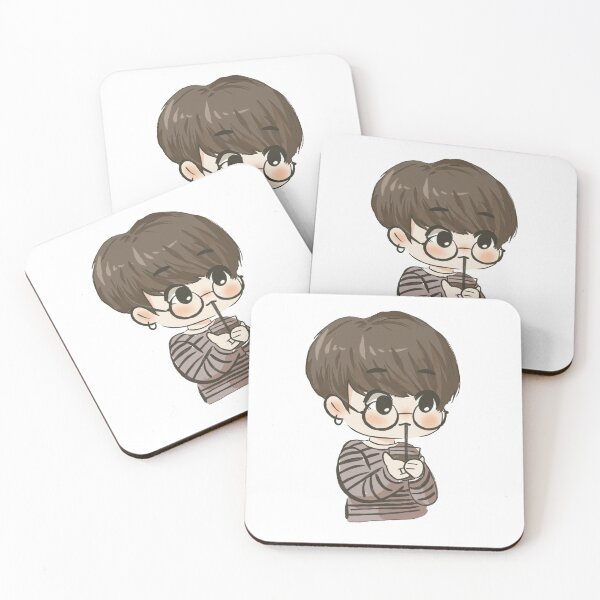 Item preview, jungkook sipping tea - chibi designed and sold by cameronbaba.