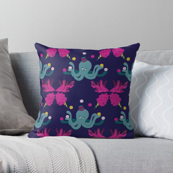 Octopus circus pattern1 Throw Pillow