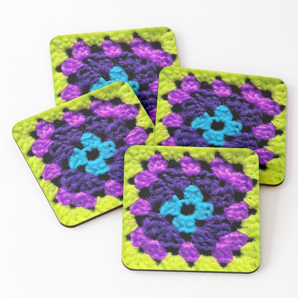 Item preview, Neon Granny Square | Yellow Purple Blue | Crochet Yarn Design designed and sold by JessicaAmber.