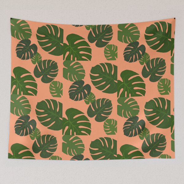 Item preview, Tropical leaves (peach background) designed and sold by Jellabella.