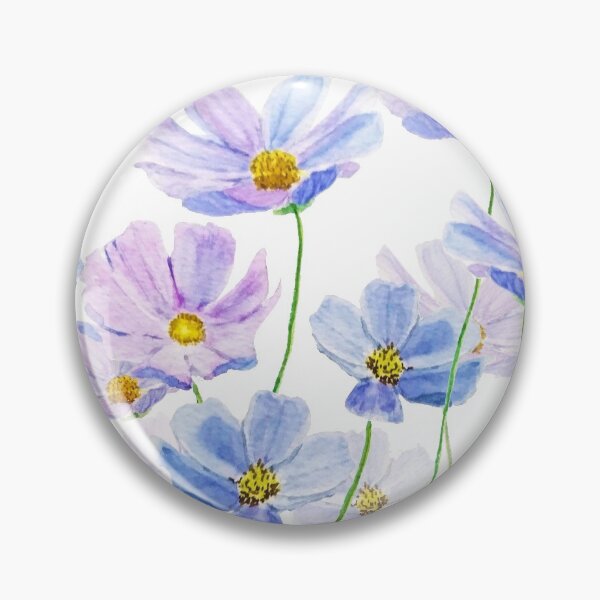 Item preview, hand painted purple and blue cosmos flower watercolor designed and sold by ColorandColor.