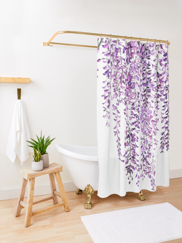 Alternate view of purple wisteria in bloom Shower Curtain