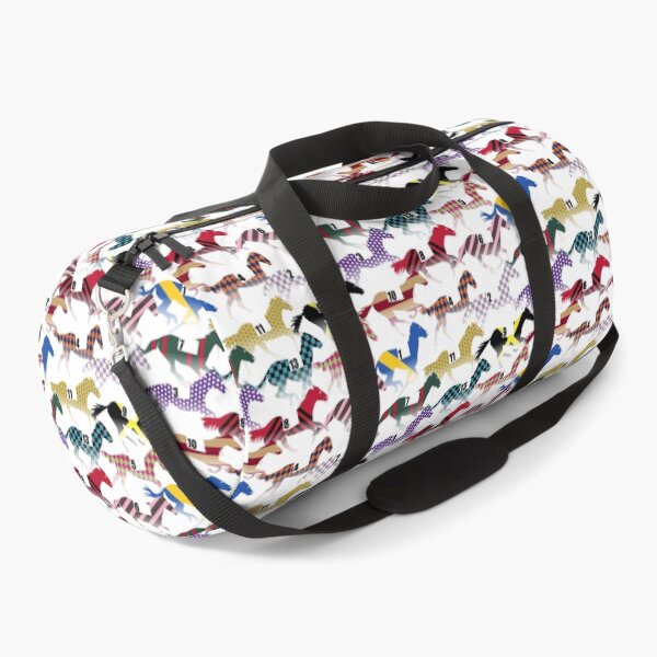 "Off to the Horse Races Jockey Silks Pattern" Duffle Bag for Sale by