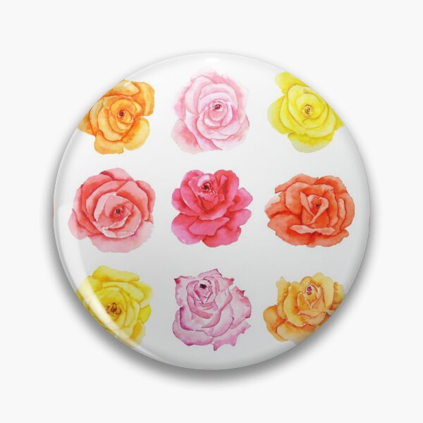 Item preview, hand painted 9 colorful watercolor pink red yellow orange roses  designed and sold by SelenePaintings .