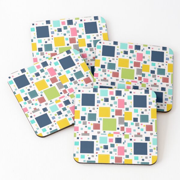 Item preview, Geometric Square Colors Red Blue Green Yellow Mint Pink Green Gray Design for Apparel and Accessories designed and sold by inquestyle.