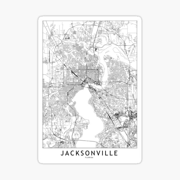 "Jacksonville White Map" Sticker by multiplicitymap Redbubble