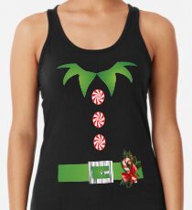 green elf Merry Christmas Santa's helper elf costume Racerback Tank Top