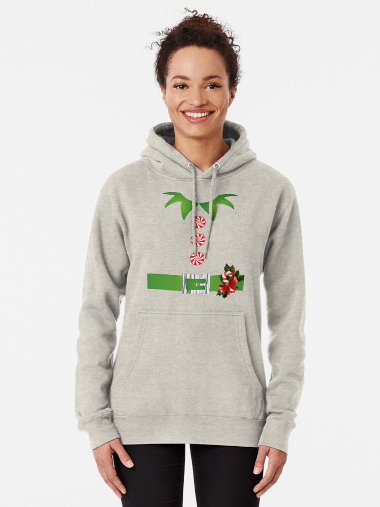 Alternate view of green elf Merry Christmas Santa's helper elf costume Pullover Hoodie