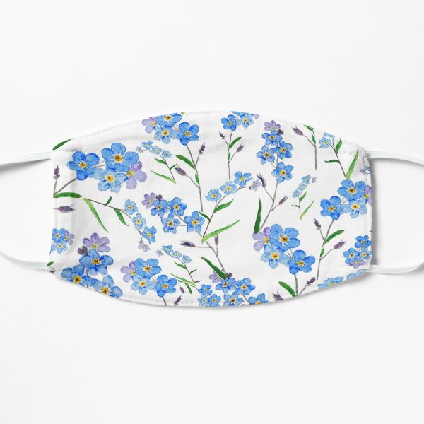 blue forget me not pattern watercolor  Flat Mask