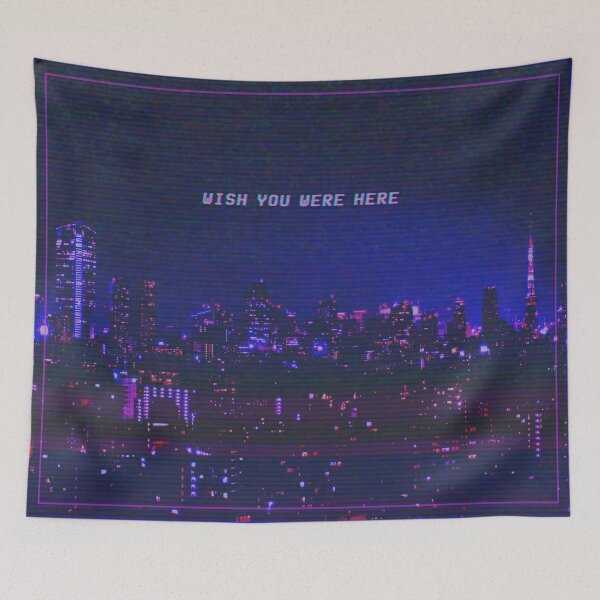 Item preview, Vaporwave Aesthetic Tokyo City Night Glitch Wish You Were Here designed and sold by Neon Purple Noodle Bar.