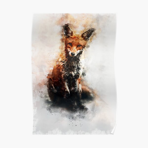 Fox en el agujero Animal Salvaje temporada de frío invierno nieve Cuadro Lienzo Pared Arte Impresión 