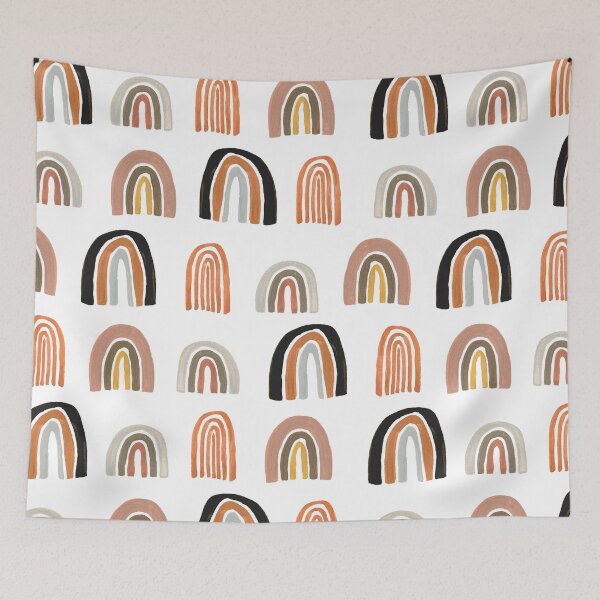 Item preview, Simple minimalism seamless pattern with gouache pastel color rainbows designed and sold by Dina Konovalova.