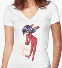 Miraculous Ladybug Tailliertes T-Shirt mit V-Ausschnitt