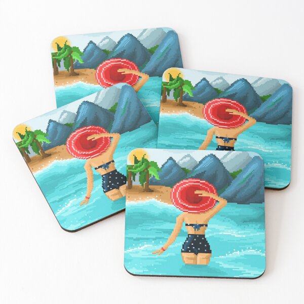 Item preview, Pixelated Woman Enjoying the Beach designed and sold by HopeDetour.