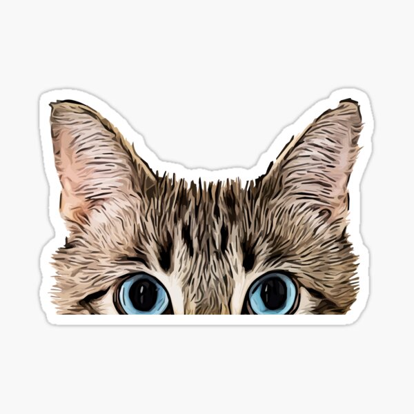 Cute Peeping Tabby Cat Face Sticker