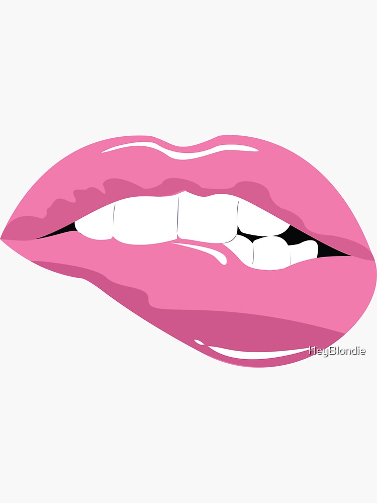 Pink Lips Sticker For Sale By Heyblondie Redbubble