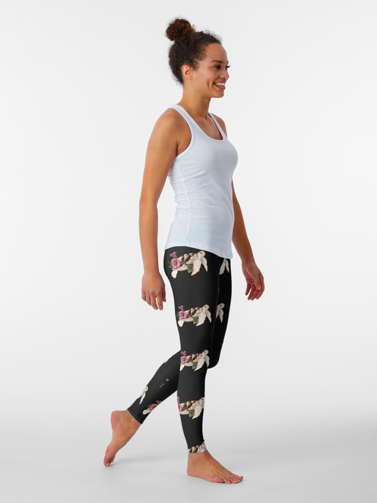 Discover Sea Turtle With Flower Drawing World Turtle Day Leggings