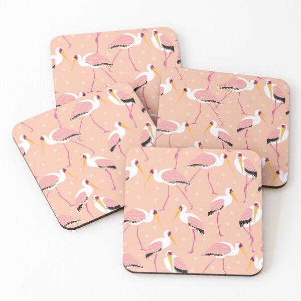 Item preview, Fun Pink Yellow Billed Storks designed and sold by Claire Wall Designs.