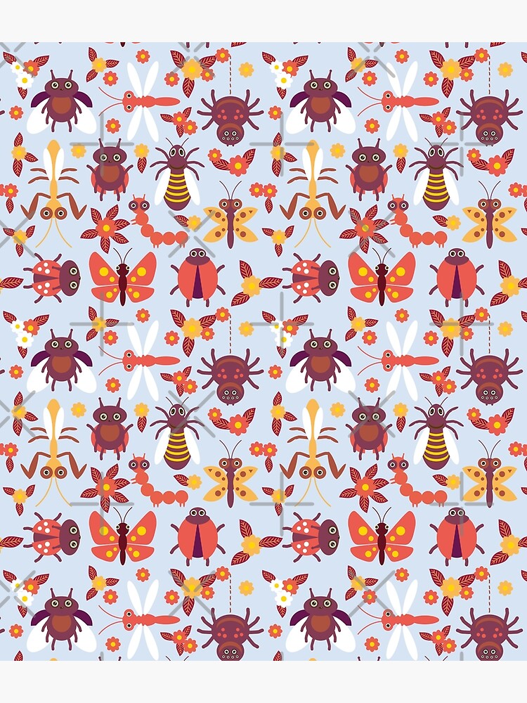Funny insects Spider butterfly caterpillar dragonfly mantis beetle wasp ladybugs by EkaterinaP