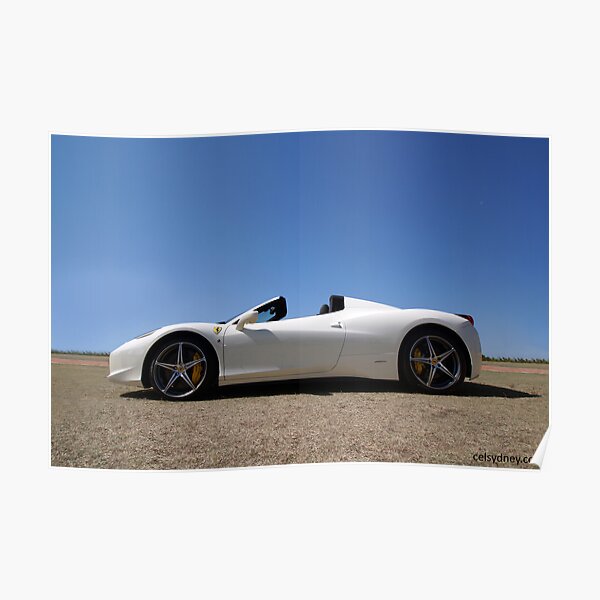 White Ferrari 458 Spider Poster