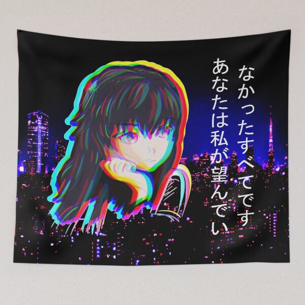 Item preview, Tokyo Night Vaporwave Anime Sad Girl Regret designed and sold by Neon Purple Noodle Bar.