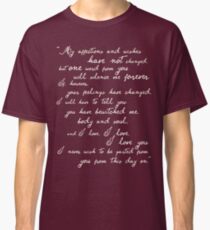 Pride and Prejudice, Darcy (white) quote Classic T-Shirt