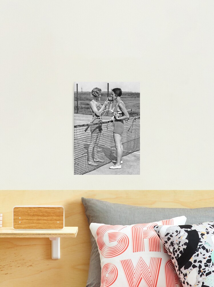 Thumbnail 1 of 3, Photographic Print, Tennis Players, Smoking Cigarettes, Black and White Vintage Art designed and sold by modernretro.