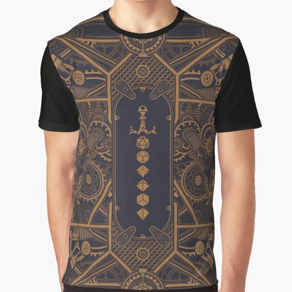 Steampunk Polyhedral Dice Sword Graphic T-Shirt