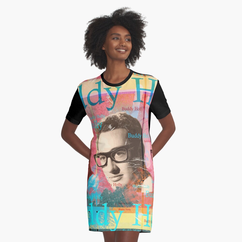 aesthetic buddy holly portrait, rockabilly music Graphic T-Shirt Dress by  Mauswohn