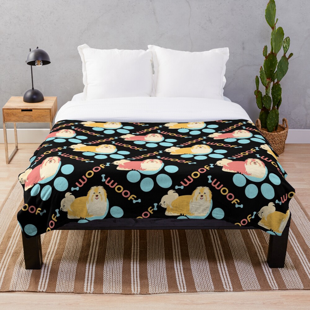 "Havanese Dog Woof Woof" Throw Blanket for Sale by Lulupainting Redbubble