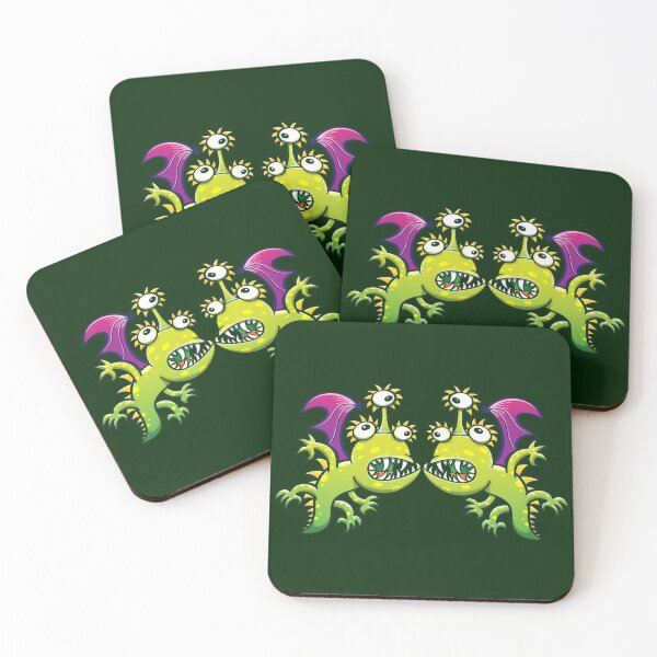 Item preview, Weird three-eyed monstrous dragons in a face to face confrontation designed and sold by Zoo-co.
