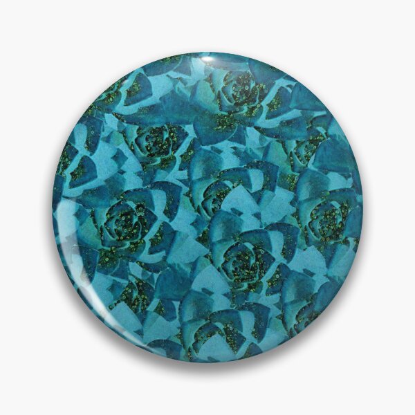 Item preview, Blue glittery floral succulent pattern designed and sold by EarthyPlanty.