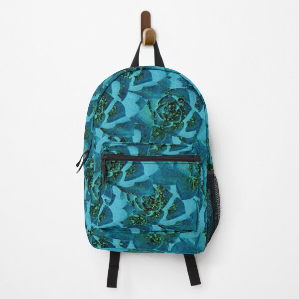 Item preview, Blue glittery floral succulent pattern designed and sold by EarthyPlanty.