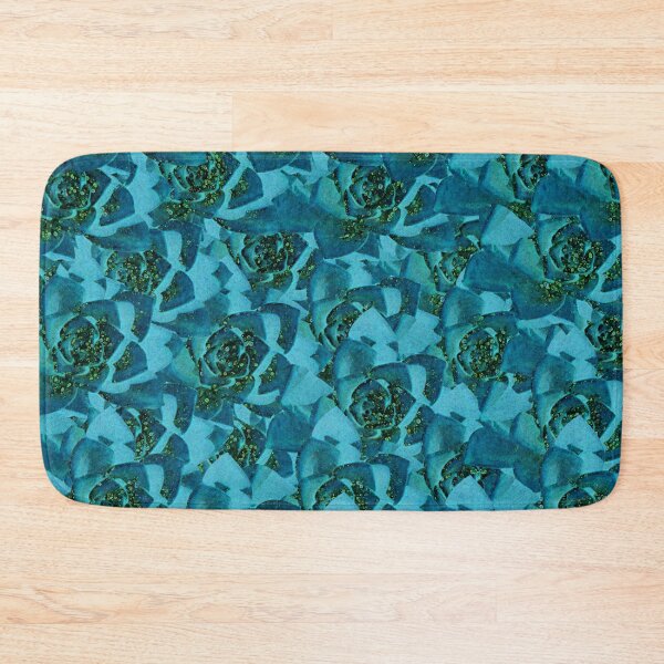Item preview, Blue glittery floral succulent pattern designed and sold by EarthyPlanty.