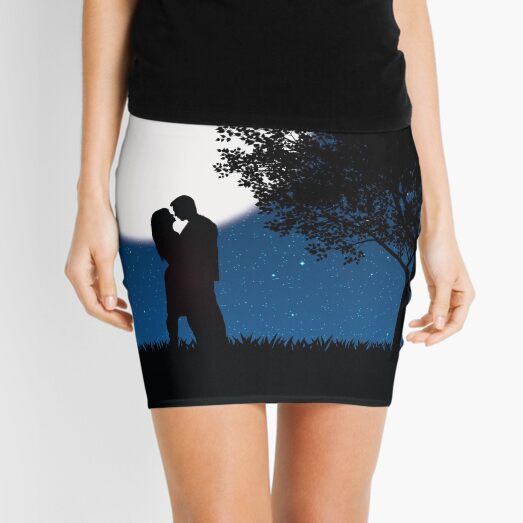 Silhouette Night Love Scene Mini Skirt