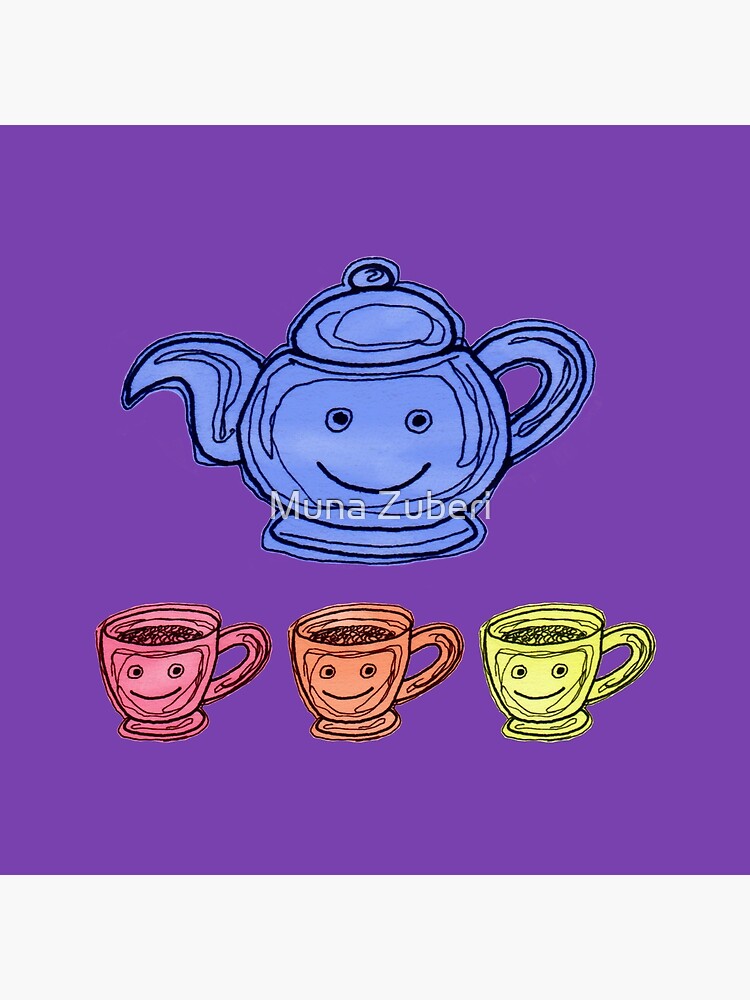 Thumbnail 4 of 4, Pillow, Teapot and Cup colour illustration designed and sold by MunaZuberi.